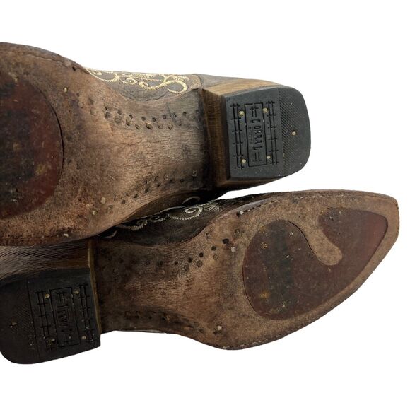 Corral Wedding Big Floral Embroidered Snip Toe Boots Brown/Bone Size 9.5 - Picture 16 of 16